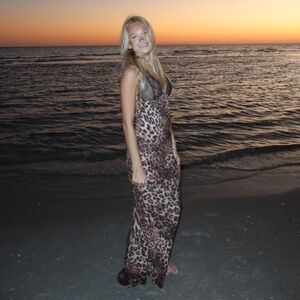 White fox Leopard Print Maxi Dress